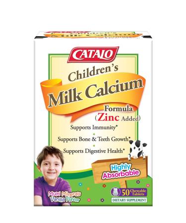 Catalo Naturals Children's Milk Calcium Formula Vanilla 50 Chewable Tablets