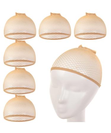 Wig Cap  6 Pcs Nylon Hair Net for Wig Open End Nude Wig Cap  Mesh Wig Caps for Women (Nude Color)