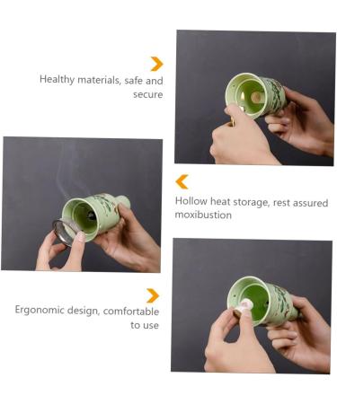 TOVINANNA Moxibustion Pot - Premium Health & Wellness Tool | Perfect Christmas Gift with Lotus Ceramic Design & Green Stand - Buy Online on GoSupps.com