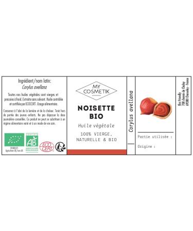 Organic Hazelnut Vegetable Oil - MY COSMETIK - 100ml | Pure & Natural Skincare Oils for Healthy Skin - Buy Online on GoSupps.com