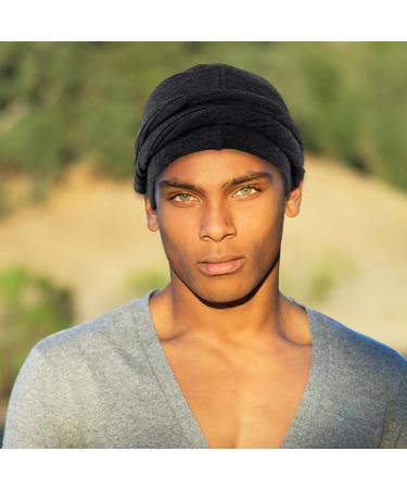 Yohou 2PCS Halo Turban for Men - Satin Lined Durag for Sleeping & Stylish Head Wraps - Black+Yellow - Buy Online on GoSupps.com