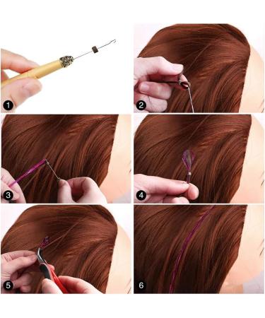Junguluy Hair Extension Colored Wire Hair Extension Wire Tinsel Set Heat Fairy Hair Tinsel Set with Tools - Buy Online on GoSupps.com