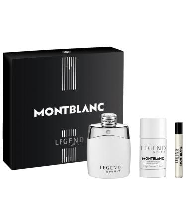 MONTBLANC Legend Spirit Eau de Toilette 3 Piece Set - 3.3 fl. oz. & 0.25 fl. oz. Spray 2.5 oz. Deodorant Stick - Long Lasting Fragrance with notes of Grapefruit Cardamom & Oak Moss - Fresh & Woody