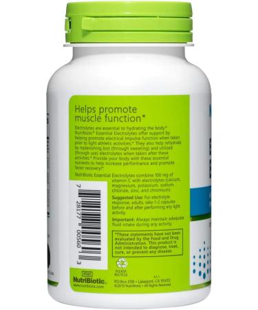 NutriBiotic Essential Electrolytes - 100 Vegan Capsules for Hydration & Recovery - Buy Online on GoSupps.com