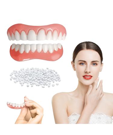 Fake Teeth, 2 PCS Dentures Teeth for Women and Men, Dental Veneers for Temporary Teeth Restoration, Nature and Comfortable, Protect Your Teeth and Regain Confident Smile, Natural Shade-QA White