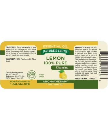 Buy Nature's Truth Lemon Essential Oil - 100% Pure & Natural - 0.51 Fl Oz - International Shipping Available - Buy Online on GoSupps.com