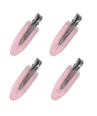 4 Pcs No Crease Hair Clip  Small Hair Clips  Pin Curl Pin Clips for Styling Sectioning Bangs Waves  Makeup Application  Salon Hairstyle Hairdressing Bangs Waves Woman Girl (crystal pink) 4 Pcs crystal pink