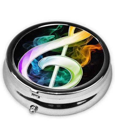 Colorful Music Notes Mini Round Pill Box | 3 Compartment Pill Organizer for Travel Home & Office - Buy Online on GoSupps.com