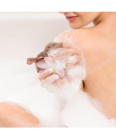 3pcs Colorful Flower Bath Ball Pouf Scrubber Set - Exfoliating Luffa Shower Accessories for Kids & Adults - Buy Online on GoSupps.com