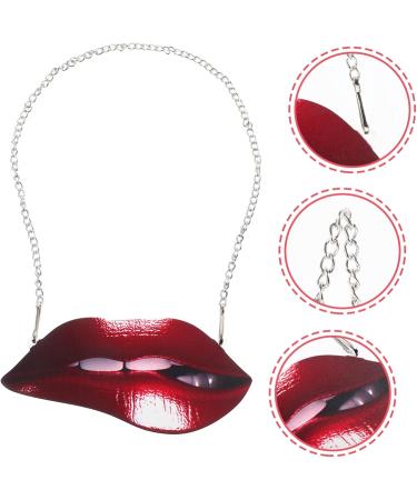 Yardenfun Lip Pendant Fashion Ornament Vintage Women Red Lip Wall Decor Wall Hanging Decor Metal Statue Woman Red 14.50X6.50X0.50CM - Buy Online on GoSupps.com