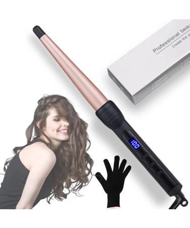 Hair Curling Irons, Duyfioa Professional Ceramic Hair Curling Wand 1-1/2 Inch Instant Heat Hair Curler with LCD 190 - 450 Temperature Control for All Hair Types Include Glove Black&rose Pink