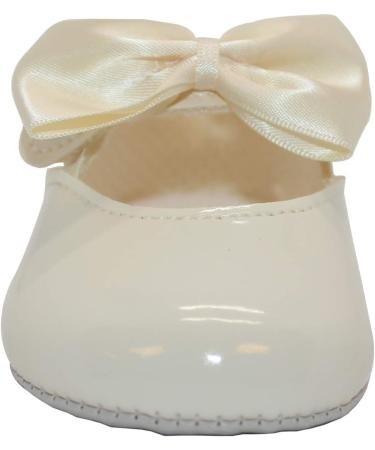 Bow Button Up Baby Girls Pram Shoes - Soft Sole Ivory (Size 0 UK) - Handcrafted in Britain - Buy Online on GoSupps.com