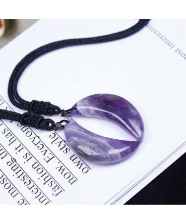 Amethyst Stone Natural Amethyst Crystal Quartz Moon Shape Pendant Reiki Stone Necklace 1pc Stone Mineral Specimen - Buy Online on GoSupps.com