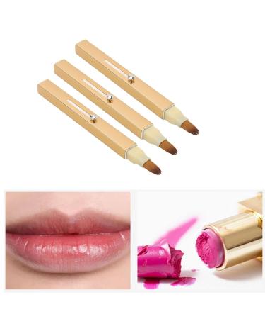 3pcs Retractable Lip Brush Set - Portable Double Ended Concealer & Lip Makeup Brush for Travel | Perfect Christmas Gift (Gold - Buy Online on GoSupps.com
