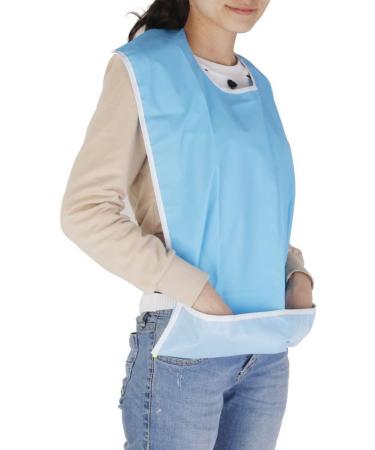 NUOLUX Waterproof Mealtime Bib Protector for Elderly - Light Blue (Pack of 1) | 65x45 cm - Buy Online on GoSupps.com