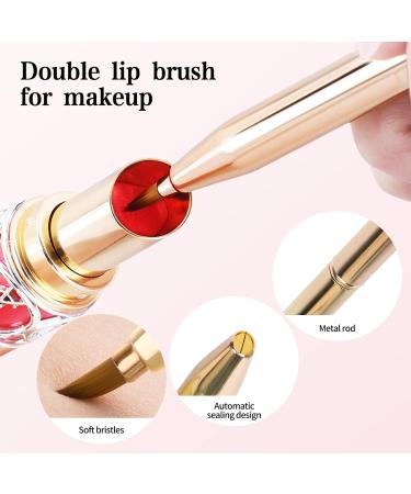 Arqumi Retractable Double-Ended Lip Makeup Brush | Lightweight Lipstick & Gloss Applicator with Protective Lid | Travel & Daily Use | Gold - Buy Online on GoSupps.com