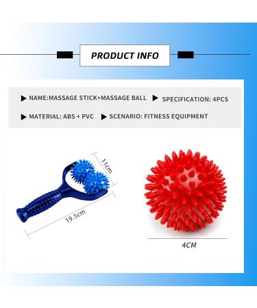 EKSMA 4 Massage Balls with Knobs - Self-Massage Roller for Back Legs Feet & Hands | Muscle Pain Relief Tool - Buy Online on GoSupps.com