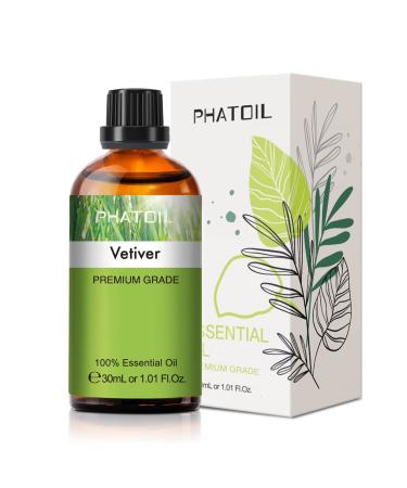 PHATOIL Vetiver Essential Oil 30ML Premium Grade Pure Essential Oils for Diffusers for Home Perfect for Aromatherapy Diffuser Humidifier Candle Making Vetiver 30.00 ml (Pack of 1)