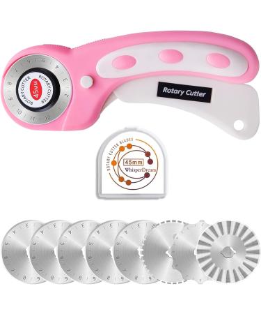 WhisperDream 45mm Pink Rotary Cutter with Safety Design + 8 Blades - Ideal for Sewing, Quilting, Fabric & Crafts - Buy Online on GoSupps.com
