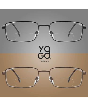 Bifocal Reading Glasses 2 Pack Metal Full Rim Readers for Men and Women +2.5 Black Brown - Buy Online on GoSupps.com