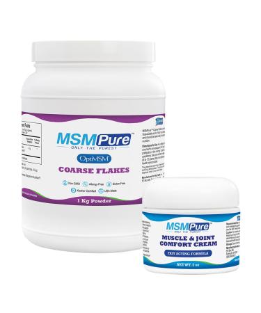 KALA HEALTH MSMPure Coarse Flakes 2.2 lb and Muscle & Joint Cream 2oz Bundle
