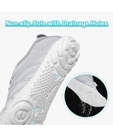 HIITAVE Water Shoes - Non Slip Aqua Shoes for Men and Women - Quick Dry & Lightweight - Beach, River, Swim, Pool - Gradient Color - Size 6.5 Women/5 Men - White/Gray - Buy Online on GoSupps.com