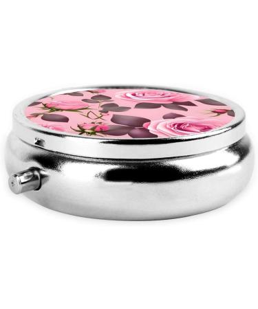 Pretty Pink Roses Pill Box Organizer | 3 Compartment Portable Travel & Purse Size - Buy Online on GoSupps.com