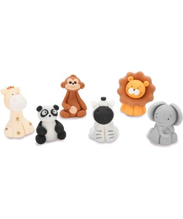 Personalised Animals Cake Toppers Set Edible Panda Lion Zebra Elephant Giraffe Monkey Decorations with an Edible Glue Set of 5 - Buy Online on GoSupps.com