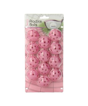 Intech Practice Golf Balls with Holes, Perforated, Limited Flight Plastic Golf Balls for Indoor and Backyard Fun (Assorted Colors) Pink