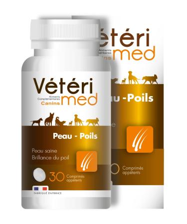 Vétérimed Skin Hair for Dogs, French manufacture, 30 appetizing tablets
