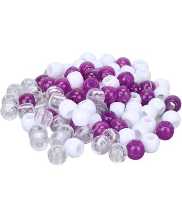 100 Transparent Hair Pearls & Plastic Clips - DIY Jewelry Set for Men Women & Girls - Ideal for Hair Braids & Bracelets (White Purple Transparent) - Buy Online on GoSupps.com