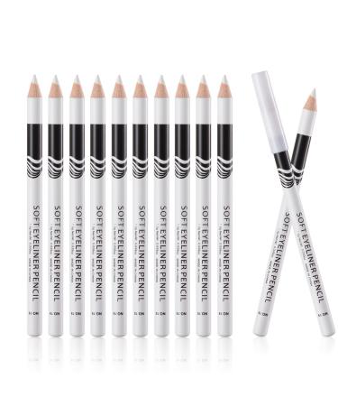 MEICOLY 12 Packs White Eyeliner Pencil Smooth Waterproof Long Lasting Highlight Silkworm Eye Liner Pen Brighten Eyebrow Makeup - Buy Online on GoSupps.com