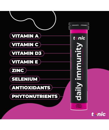 Tonic Health Immunity Effervescent Tabs - 11-in-1 Vitamins, Minerals & Phytonutrients - Vegan, No Sugar - Raspberry & Lemon Flavor - 20 Servings - Buy Online on GoSupps.com