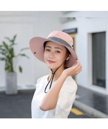 NPQQUAN Sun Hat for Women Men - 2 PCS Wide Brim UPF 50+ Fishing Bucket Beach Hats with Ponytail Hole - Pink/Grey - Buy Online on GoSupps.com