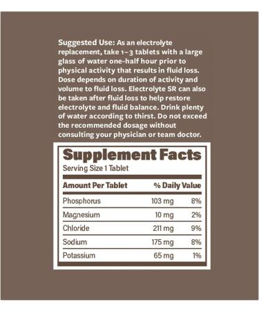 Electrolyte SR - Sugar-Free Sustained Release Electrolytes for Hydration & Muscle Recovery - 60 Non-GMO Vegan Tablets - Buy Online on GoSupps.com