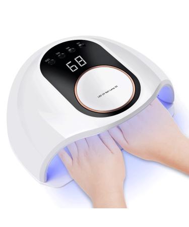 LED UV Nail Lamp for Gel Nails 130W High Power Nail Dryer with 4 Timers Nail Polish Dryer for Regular Polish Pedicure Home and Salon (White)