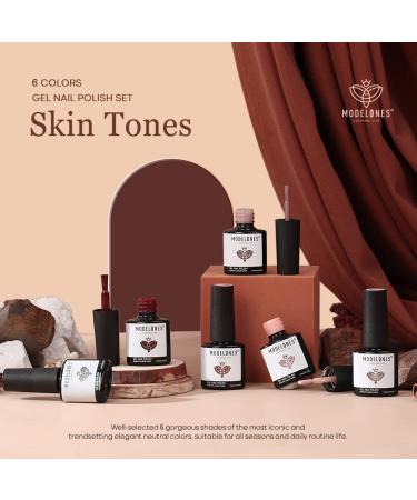 Modelones Nude Neutral Gel Nail Polish Set - 6 Colors for DIY Salon Manicure - Skin Tones Brown Pastel Pink - Soak Off Gel Polish Kit for Women - Buy Online on GoSupps.com