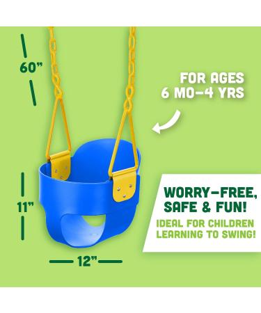 Deluxe High Back Full Bucket Toddler Swing with Exclusive Chain & Dip Pinch Protection - Blue - Buy Online on GoSupps.com