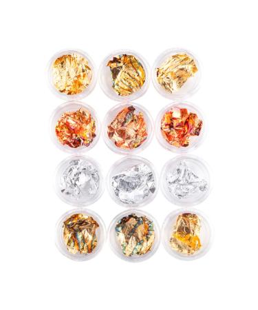 Gold Silver Manicure Paper Manicure Irregular Aluminum Foil Nail Paper Gold Silver Nail Decorative Paper Glitter Manicure Paper 12 Cans