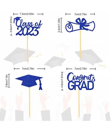 QARIDO Graduation Cupcake Toppers - 24 Pack 2023 Graduation Cupcake Toppers | Class of 2023 Graduation Cupcake Toppers Diploma Grad Caps Cake Toppers Picks for Graduation Blue - Buy Online on GoSupps.com