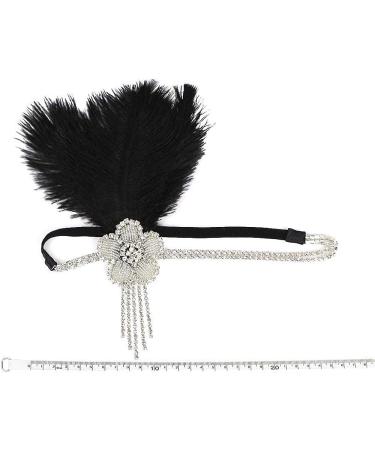 Great Gatsby Flapper Headband - Vintage Crystal Rhinestone Tassel Hairband in Black - Buy Online on GoSupps.com