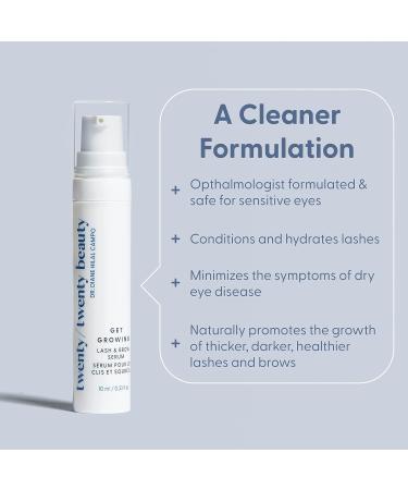 Get Growing Lash & Brow Serum with Castor Oil - 0.33 Fl Oz | Longer, Fuller, Thicker Looking Lashes - Natural & Physician Developed - Buy Online on GoSupps.com