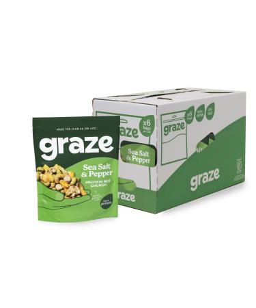 Graze - Protein Range - Healthy Snacks - Sea Salt & Pepper - 100gx6 Bags - Vegan Snacks - Alternative for Crisps Mixed Nuts & Pretzels