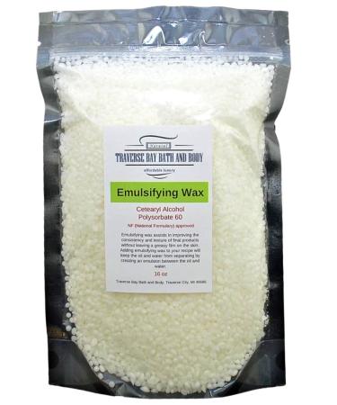 Emulsifying Wax 16 oz. Ceteary Alcohol Polysorbate 60 NF (National Formulary) Approved. easy to use pellet's Resealable stand-up moisture barrier pouch made in the USA.
