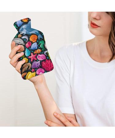 Dolphin Turtle Hot Water Bottle with Plush Cover - Hand Warmer for Adults & Kids | 26.5x15.3cm | International Shipping - Buy Online on GoSupps.com