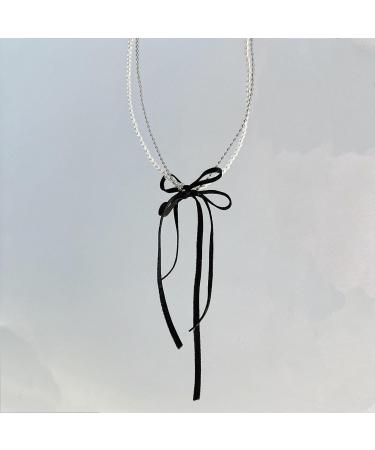 Oralgo Stylish Double Layer Necklace | Modern Butterfly Node with Fringes & Imitation Pearls - Elegant Pearl and Copper Design - Buy Online on GoSupps.com