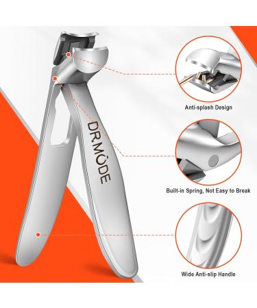 Drmode Ergonomic Nail Clipper for Thick Nails - Premium Steel Wide Jaw Clipper with Collector Sharp Angle Head for Seniors & Men - Silver 2.0 - Buy Online on GoSupps.com