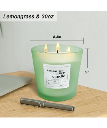 30 oz Highly Scented Soy Candle - Lemongrass & Sage Aromatherapy 120 hrs Long Lasting 3 Cotton Wicks Smokeless | Great Gift for Him & Her - Midnight Lights - Buy Online on GoSupps.com