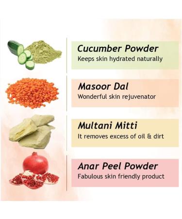 HYD Face Pack voter Glowing Skin Alle Skin Types 4 Natural Ingradeients Cucumber Granalapopes Masoors dal and Multan Mitty Powder 227gmm - Buy Online on GoSupps.com