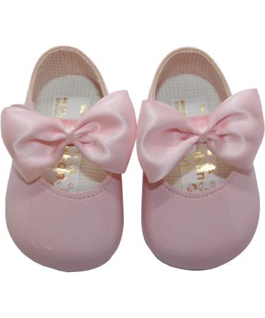 Baby Girls Bow Button Pram Shoes | Soft Sole | Made in Britain | 3 UK Child | Pink - Buy Online on GoSupps.com
